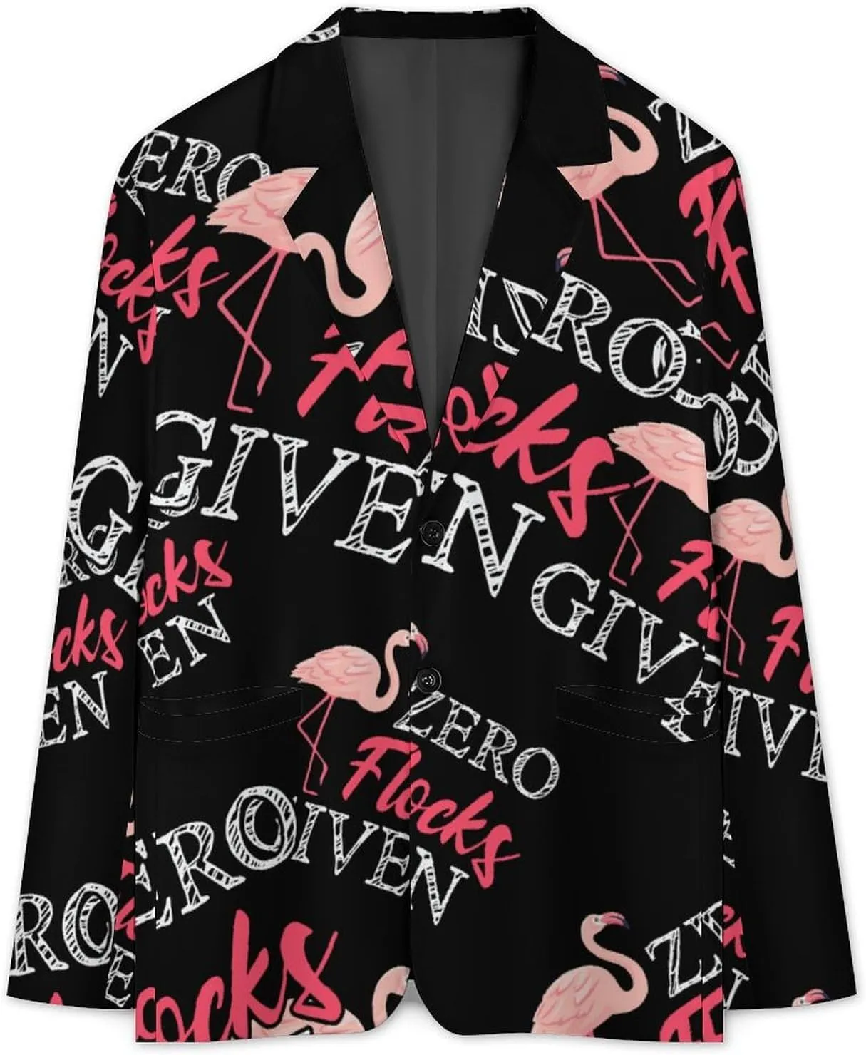 Funny Flamingos Zero Flocks Given Mens Blazer Suit Jacket Lightweight Slim Fit Casual Coat