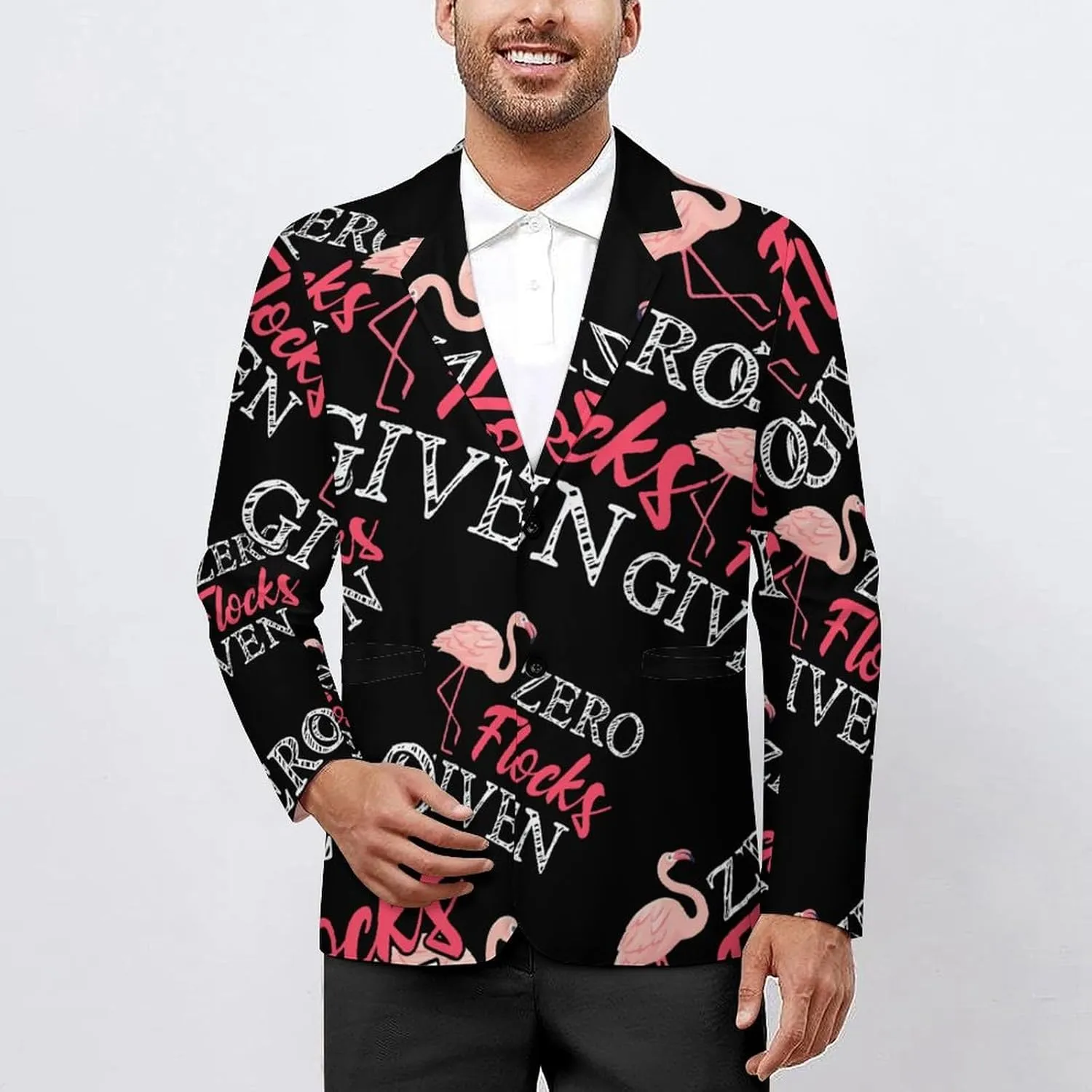 Funny Flamingos Zero Flocks Given Mens Blazer Suit Jacket Lightweight Slim Fit Casual Coat