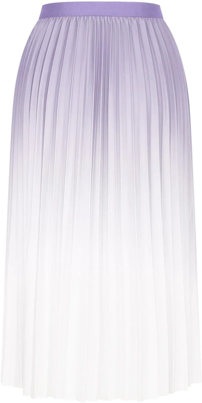 FZYLQY Gradient Color Skirt for Women Fashion Elegant High Waist Pleated Skirts Casual Slim Fit Basic Go Out Midi Skirt 2025