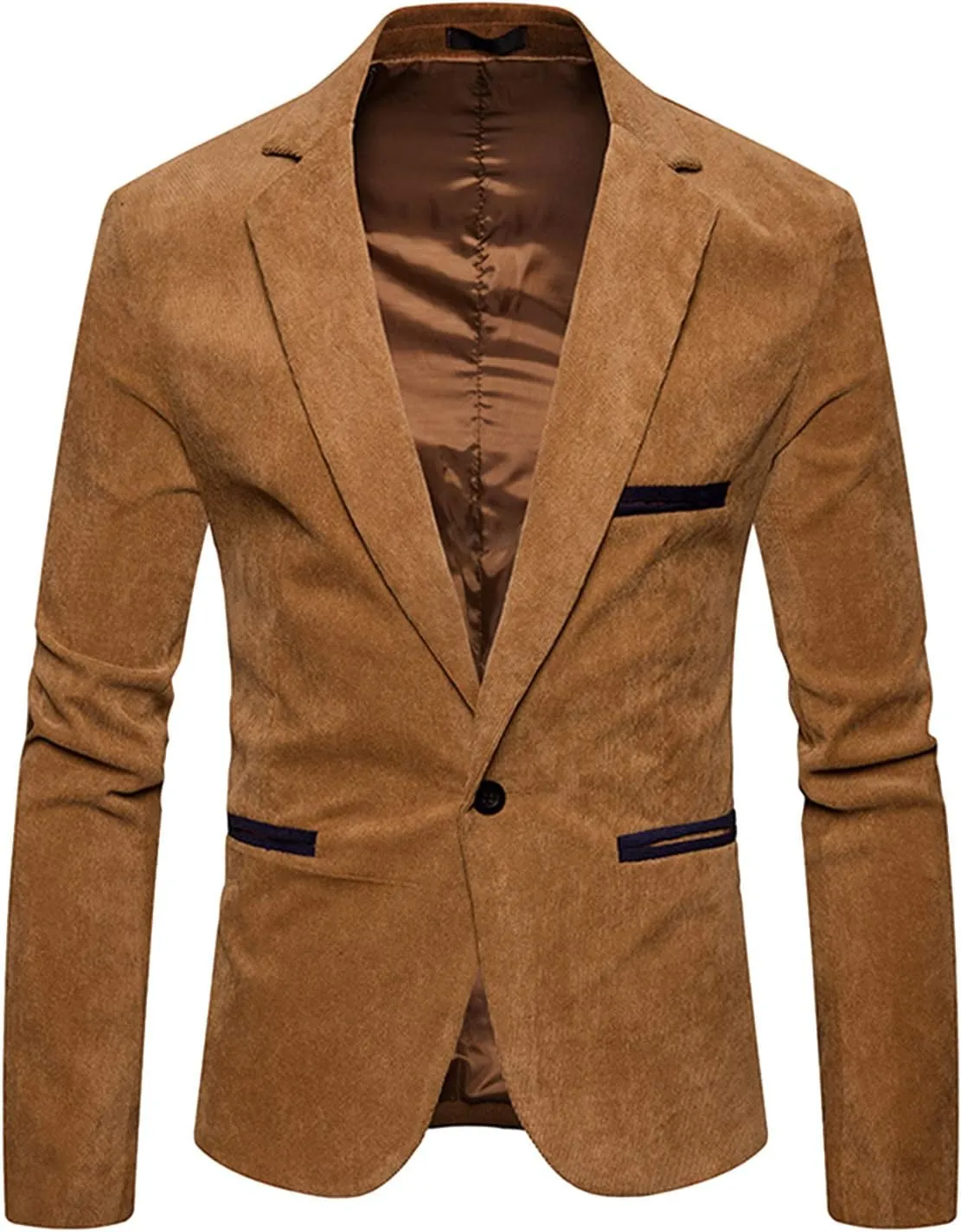 GATMSTZ Men Slim Fit Corduroy Suit Jackets Notch Lapel One Button Casual Blazers