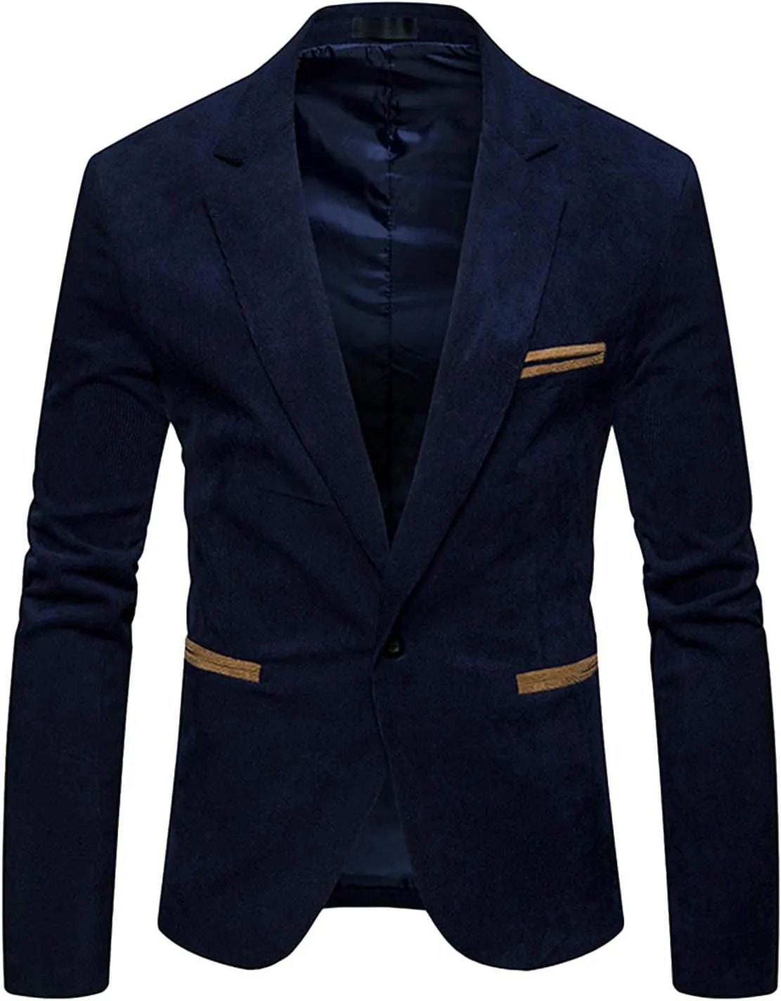 GATMSTZ Men Slim Fit Corduroy Suit Jackets Notch Lapel One Button Casual Blazers