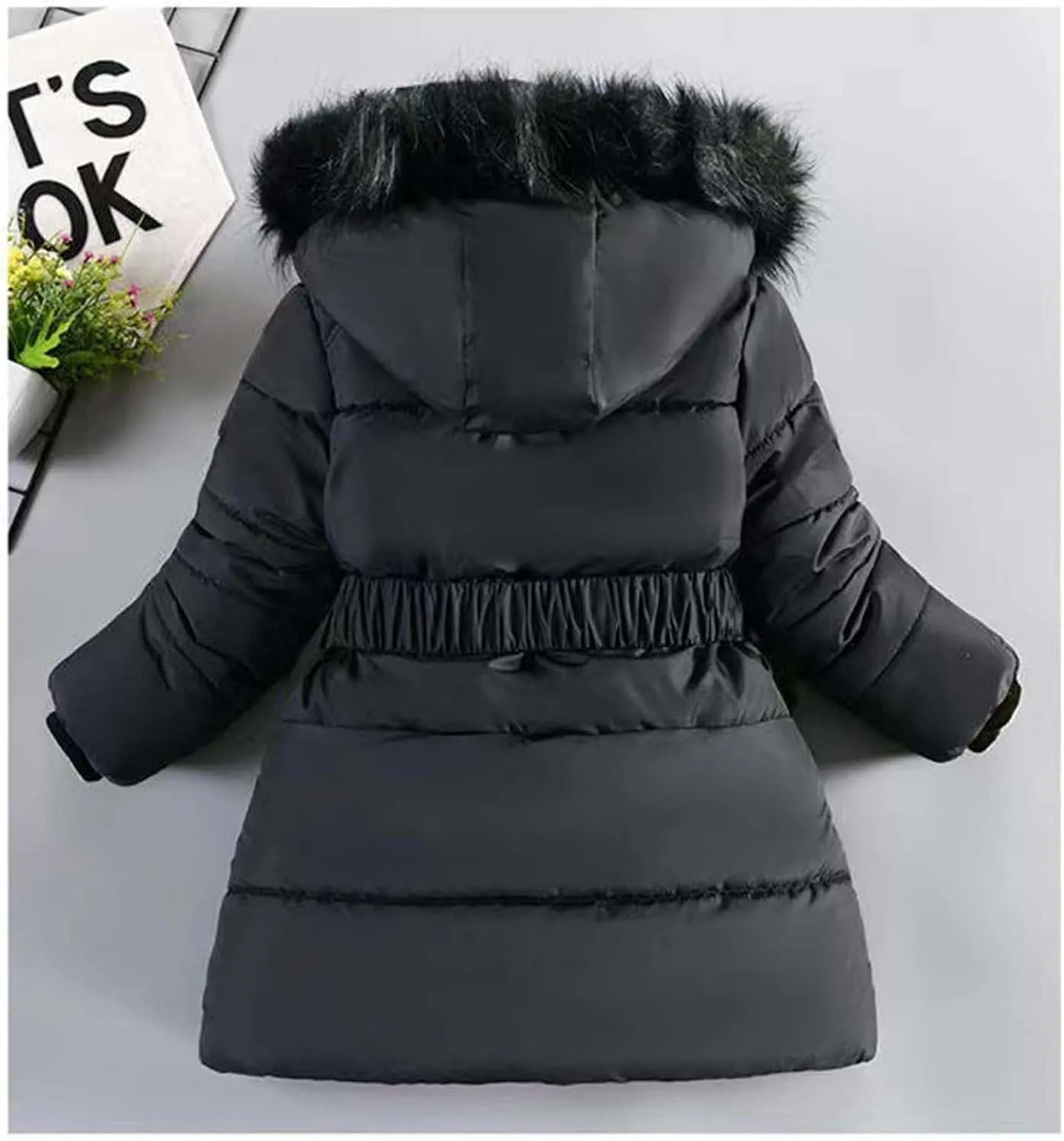Girls Puffer Jackets Warm Fleece Shackets with Pockets Warm Zip Up Casual Coats Winter Outwear for Girls 5-10 Years