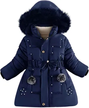 Girls Puffer Jackets Warm Fleece Shackets with Pockets Warm Zip Up Casual Coats Winter Outwear for Girls 5-10 Years
