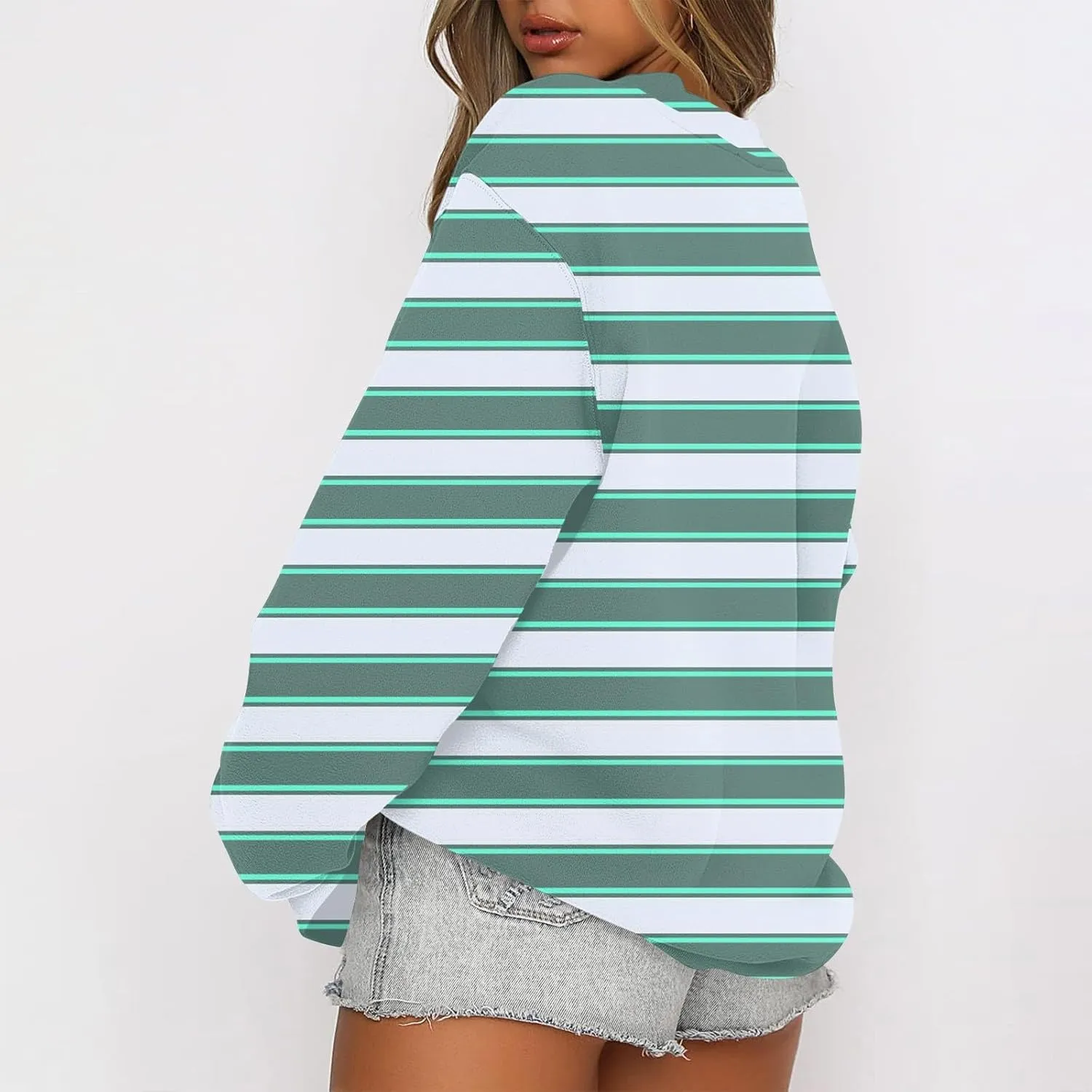 GOFULY Fall Crewneck Sweatshirts Women Oversized Striped Pullover Lightweight Crop Sweatshirts Winter Long Sleeve Tshirt