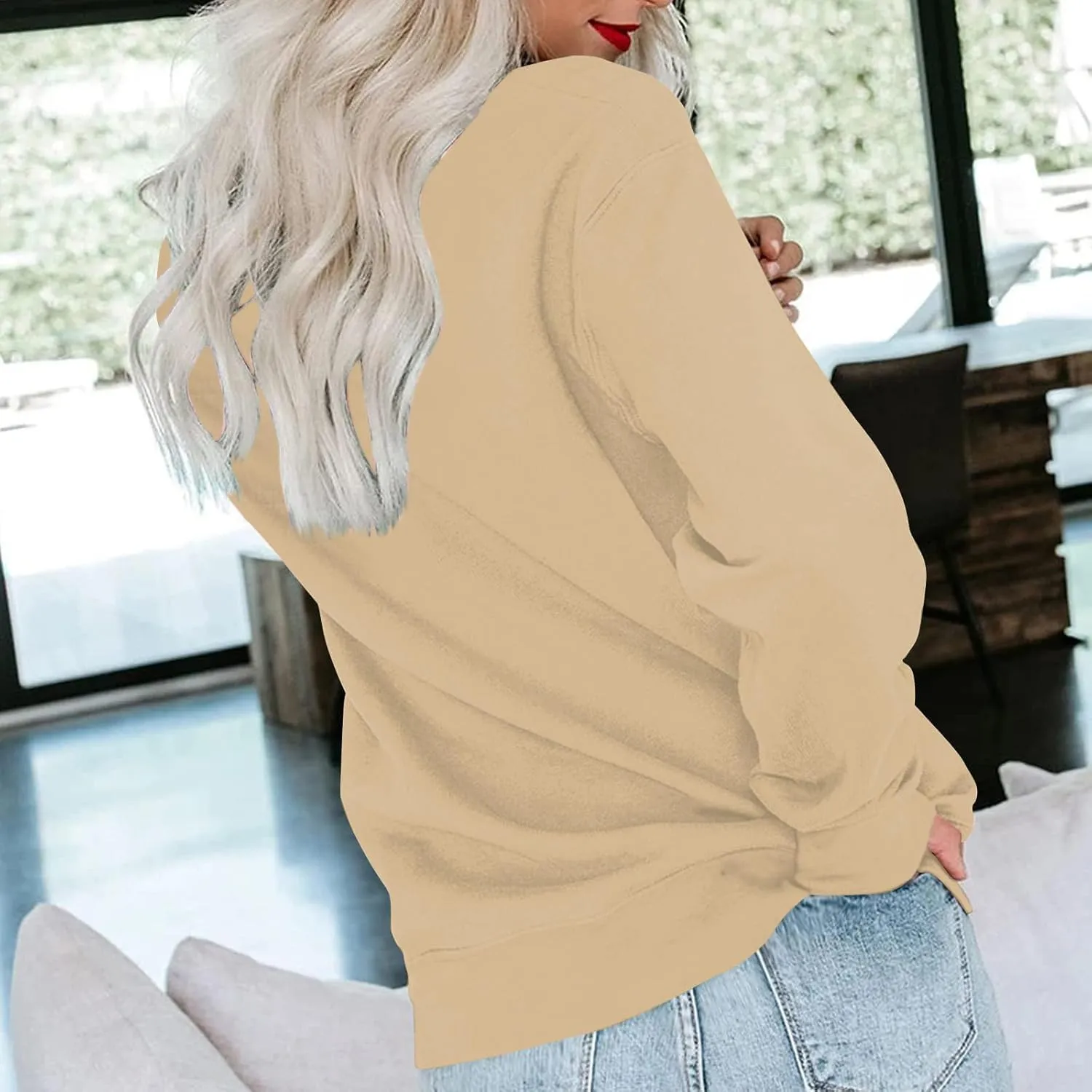 GOFULY Fall Sweatshirts For Women Crewneck Oversized Pullover Gradient Color Winter Sweatshirts Long Sleeve Shirts 2024