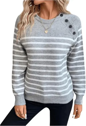 GORGLITTER Women's Color Block Mock Neck Sweater Bishop Long Sleeve Casual Pullovers Jumper Top
