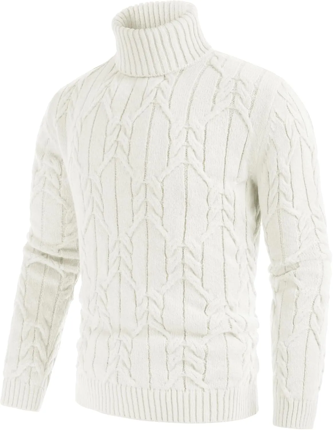 GRACE KARIN Men's Turtneck Pullover Sweaters Long Sleeve Solid Color Twisted Knit Sweater