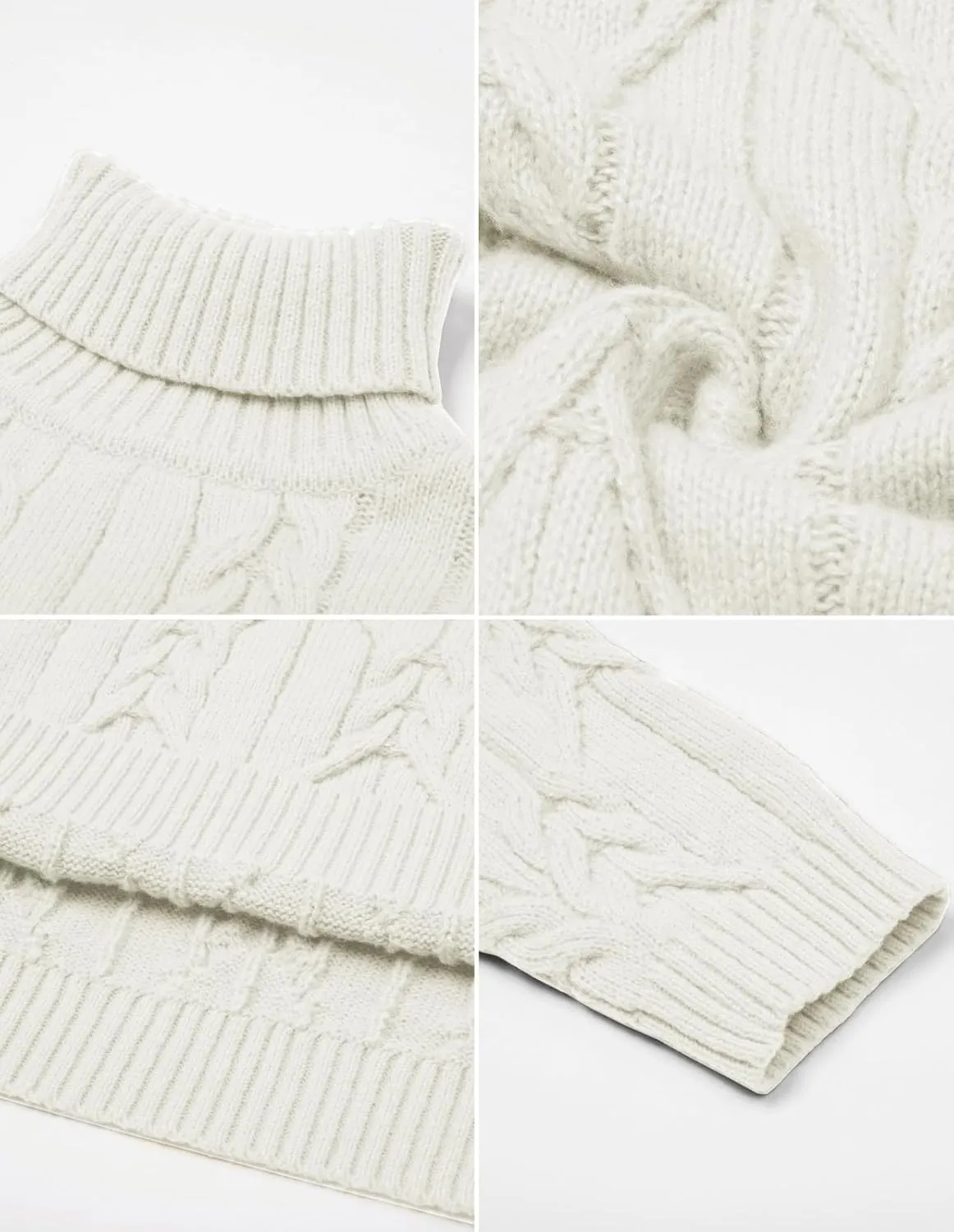 GRACE KARIN Men's Turtneck Pullover Sweaters Long Sleeve Solid Color Twisted Knit Sweater