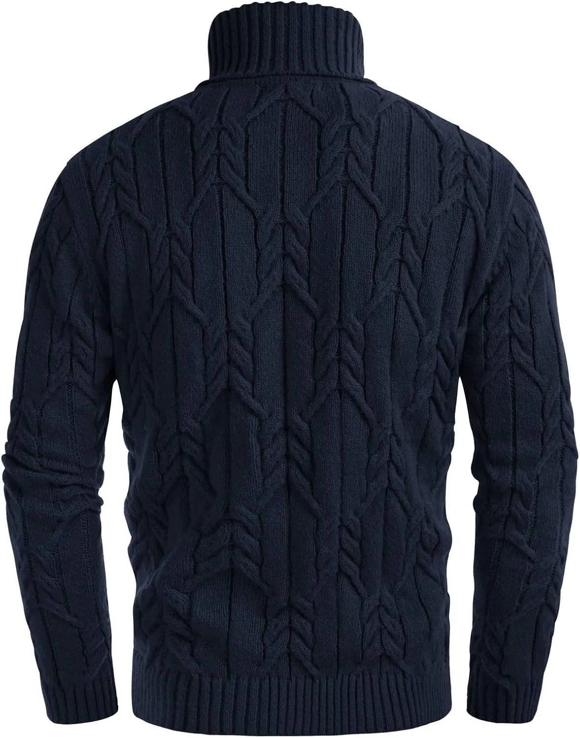 GRACE KARIN Men's Turtneck Pullover Sweaters Long Sleeve Solid Color Twisted Knit Sweater