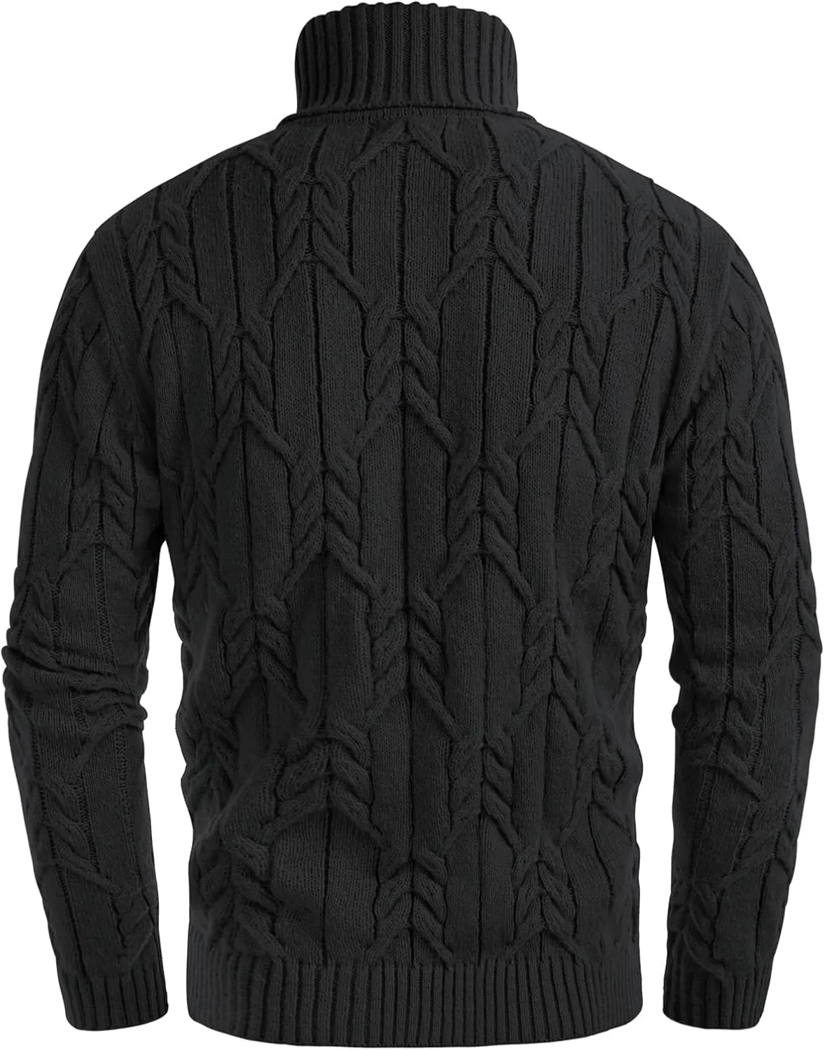 GRACE KARIN Men's Turtneck Pullover Sweaters Long Sleeve Solid Color Twisted Knit Sweater