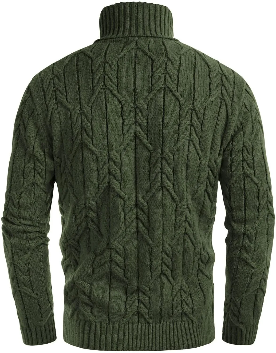GRACE KARIN Men's Turtneck Pullover Sweaters Long Sleeve Solid Color Twisted Knit Sweater