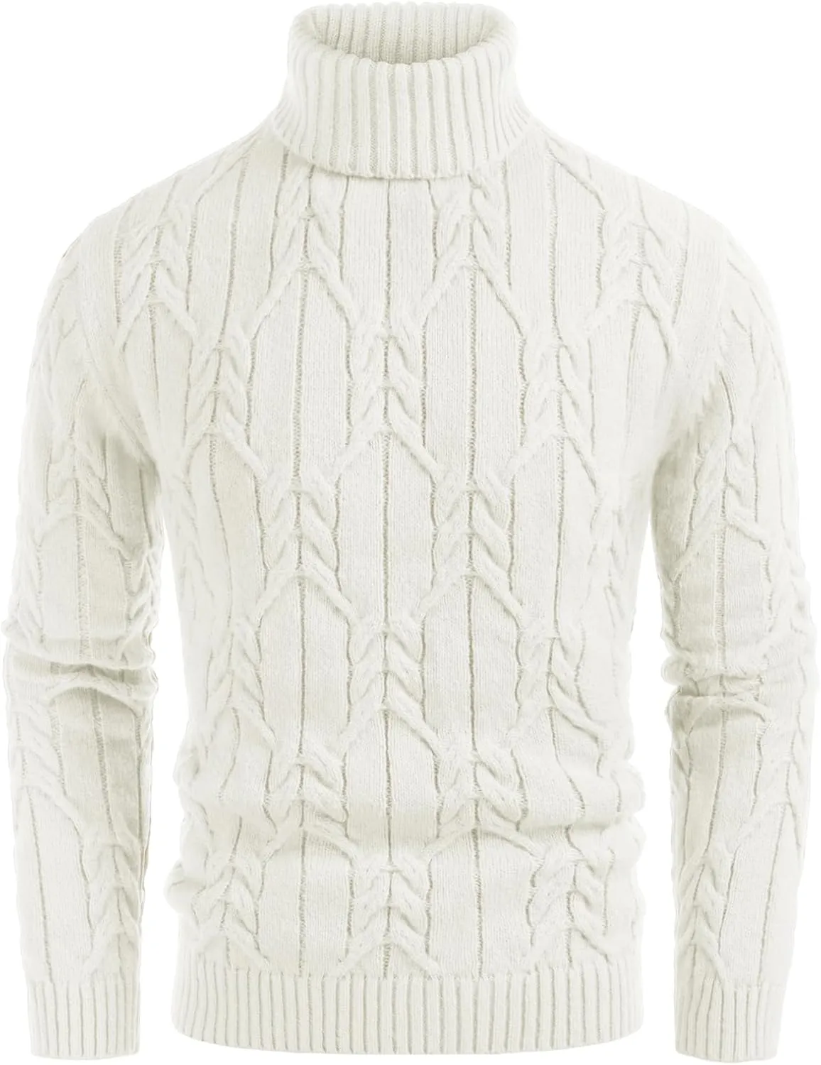 GRACE KARIN Men's Turtneck Pullover Sweaters Long Sleeve Solid Color Twisted Knit Sweater