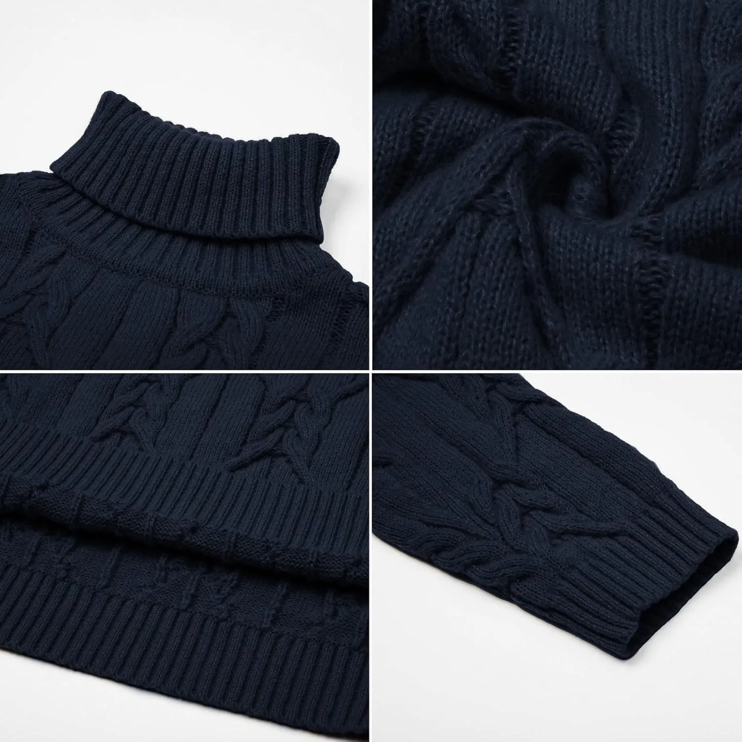 GRACE KARIN Men's Turtneck Pullover Sweaters Long Sleeve Solid Color Twisted Knit Sweater