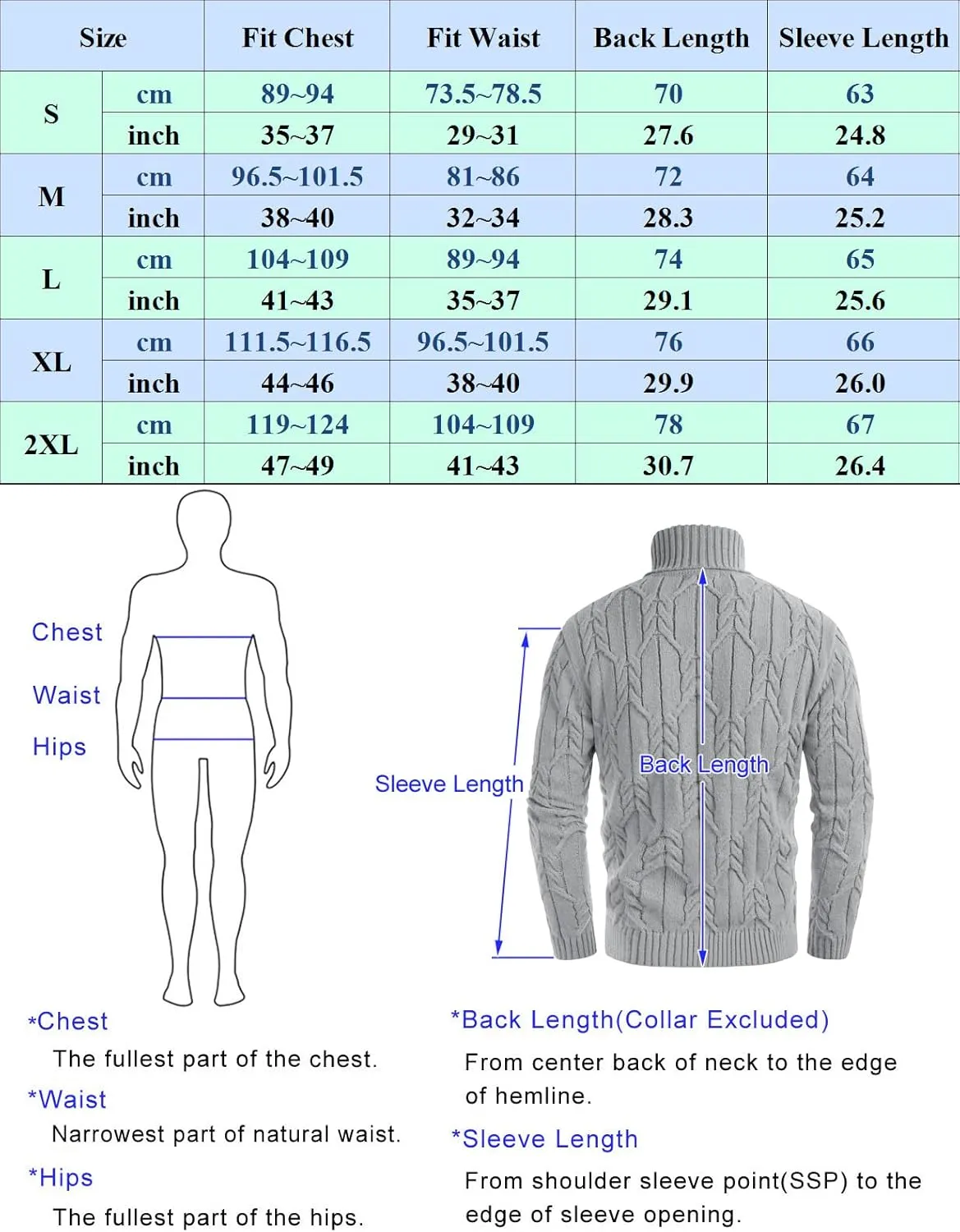 GRACE KARIN Men's Turtneck Pullover Sweaters Long Sleeve Solid Color Twisted Knit Sweater