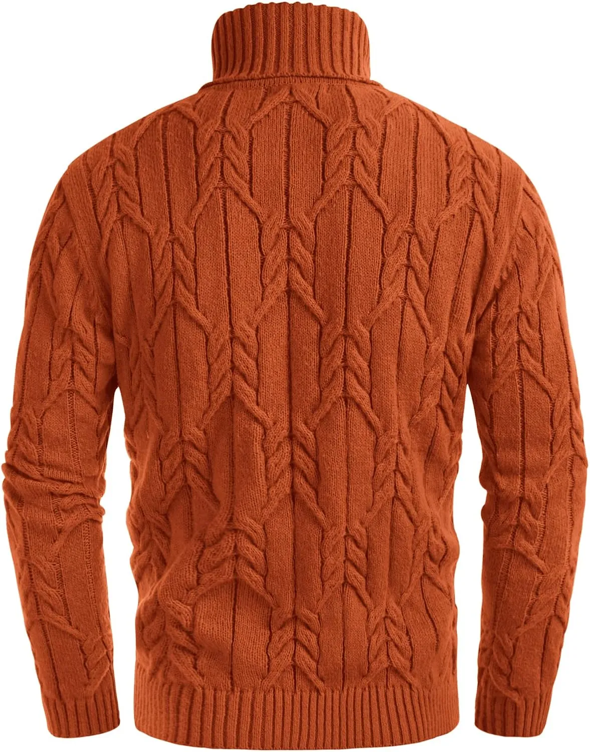 GRACE KARIN Men's Turtneck Pullover Sweaters Long Sleeve Solid Color Twisted Knit Sweater