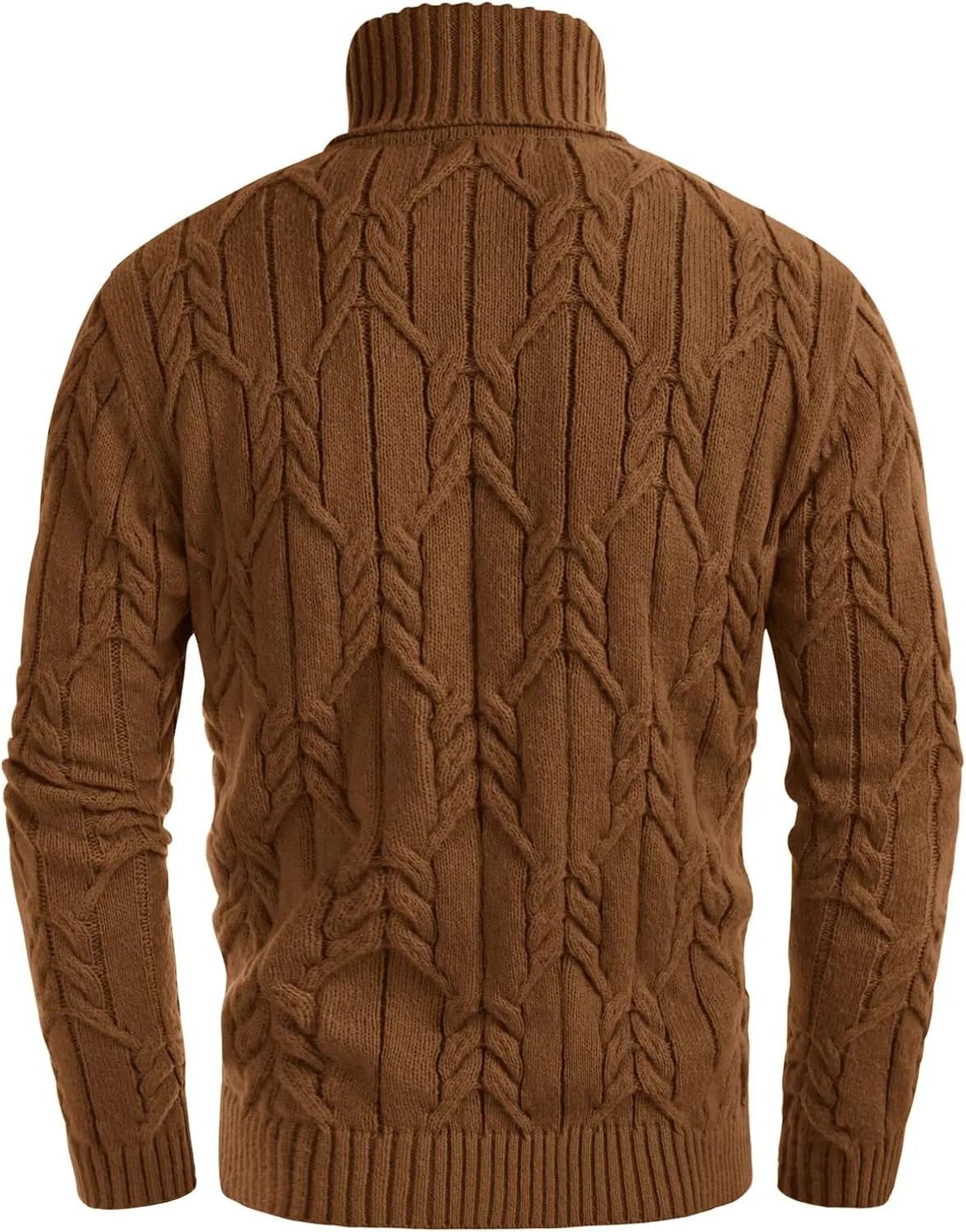 GRACE KARIN Men's Turtneck Pullover Sweaters Long Sleeve Solid Color Twisted Knit Sweater