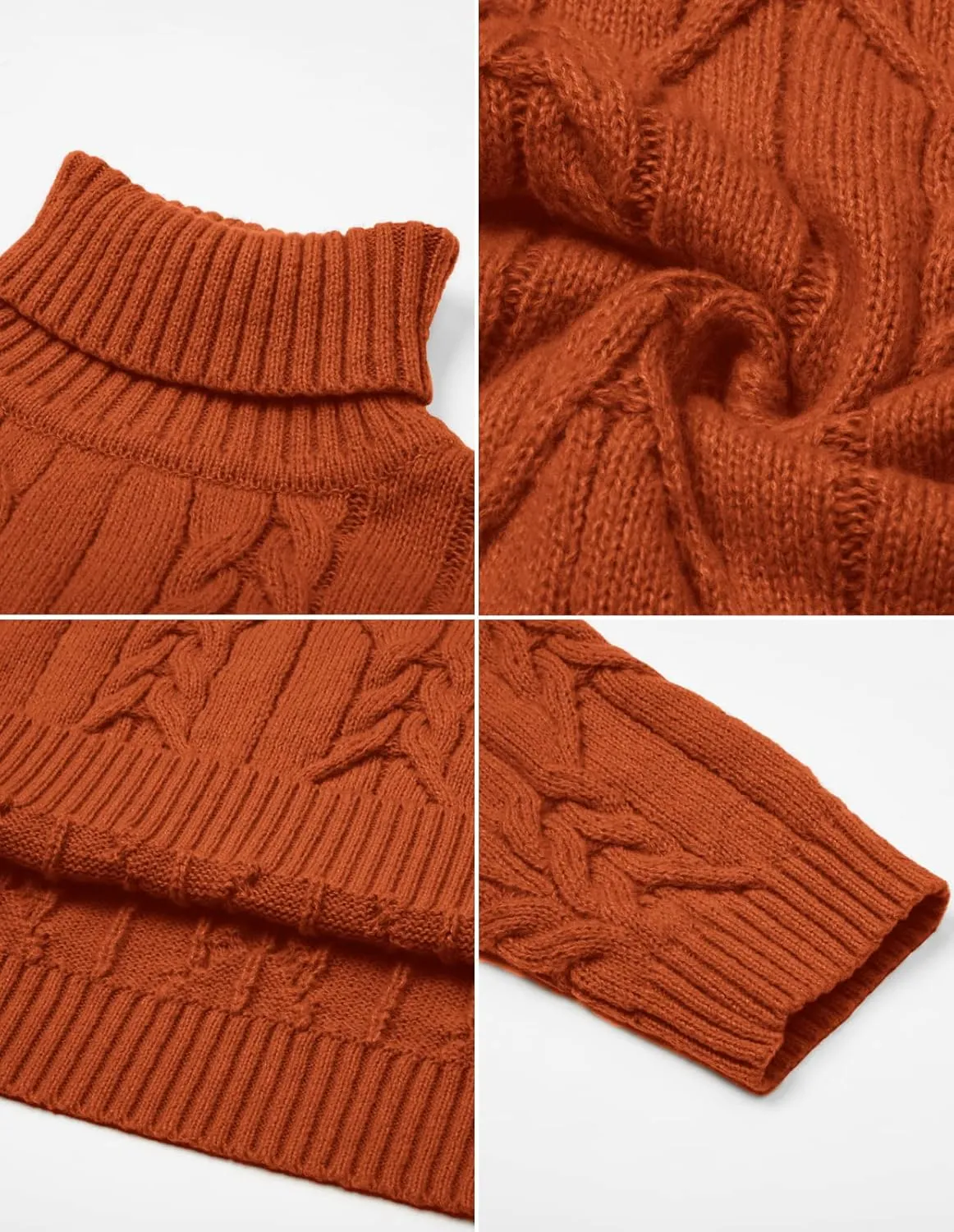 GRACE KARIN Men's Turtneck Pullover Sweaters Long Sleeve Solid Color Twisted Knit Sweater