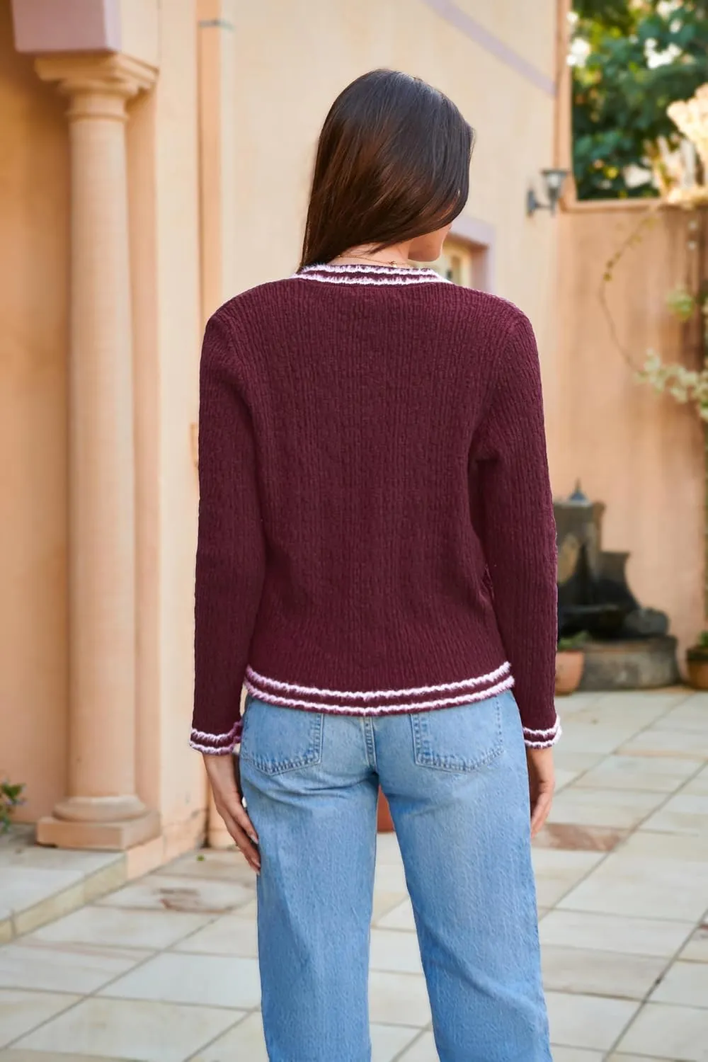 GRACE KARIN Women's Cropped Cardigan Sweaters Long Sleeve Elegant Pearl Button Down Knit Open Front V-Neck Jacket Tops