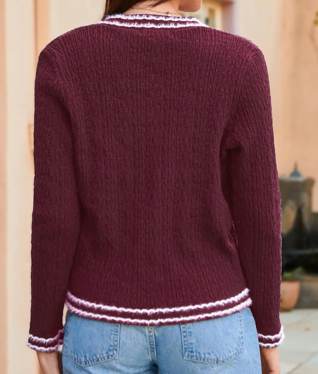 GRACE KARIN Women's Cropped Cardigan Sweaters Long Sleeve Elegant Pearl Button Down Knit Open Front V-Neck Jacket Tops