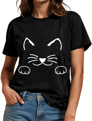 Graphic Tees for Women Cute Funny Animal Graphic T-Shirt Teen Girls Summer Short Sleeve Casual Tops Trendy
