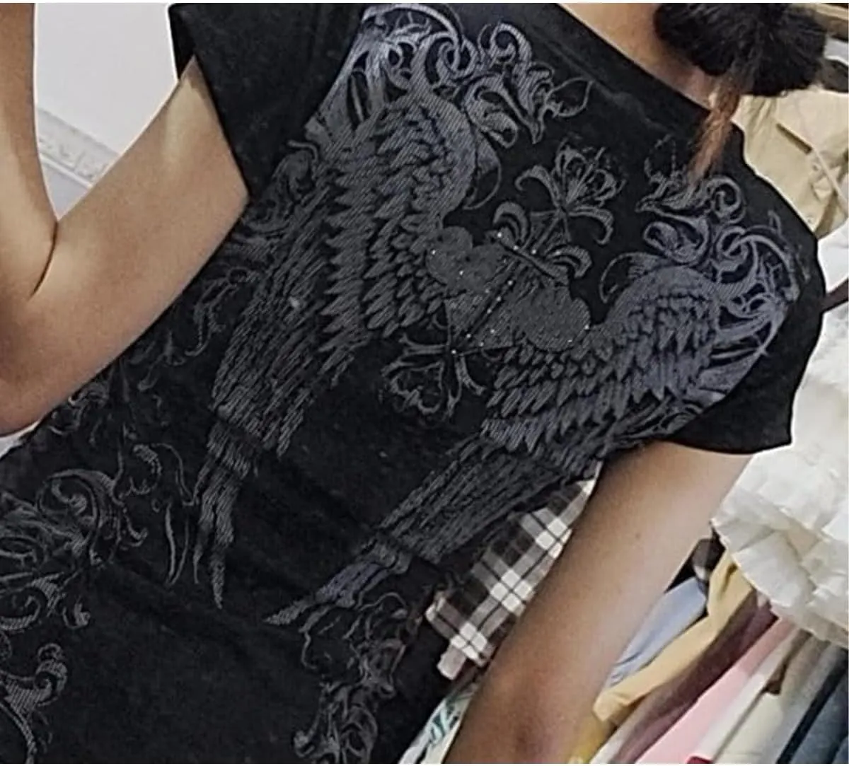 Grunge Shirts Emo Clothes Teen Girls Vintage Graphic Tee Y2k 2000s Goth Top Women Mcbling Short Sleeve Streetwear