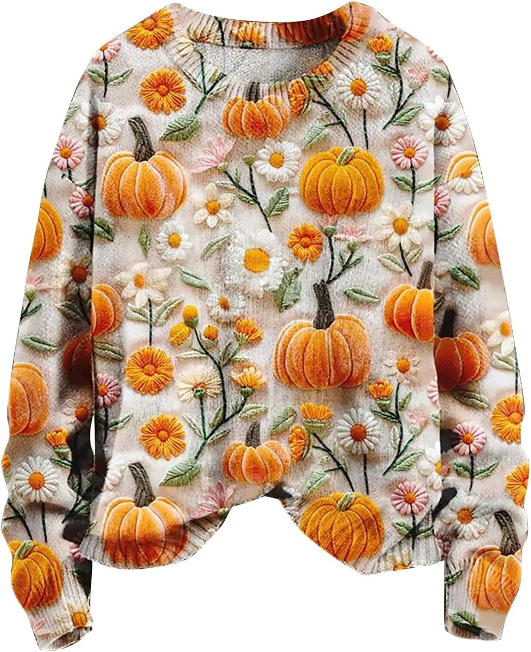 Halloween Pumpkin Sweatshirts Casual Hoodless Sweatshirt Funny Letter Print Long Sleeve Shirt Halloween Sweatshirts