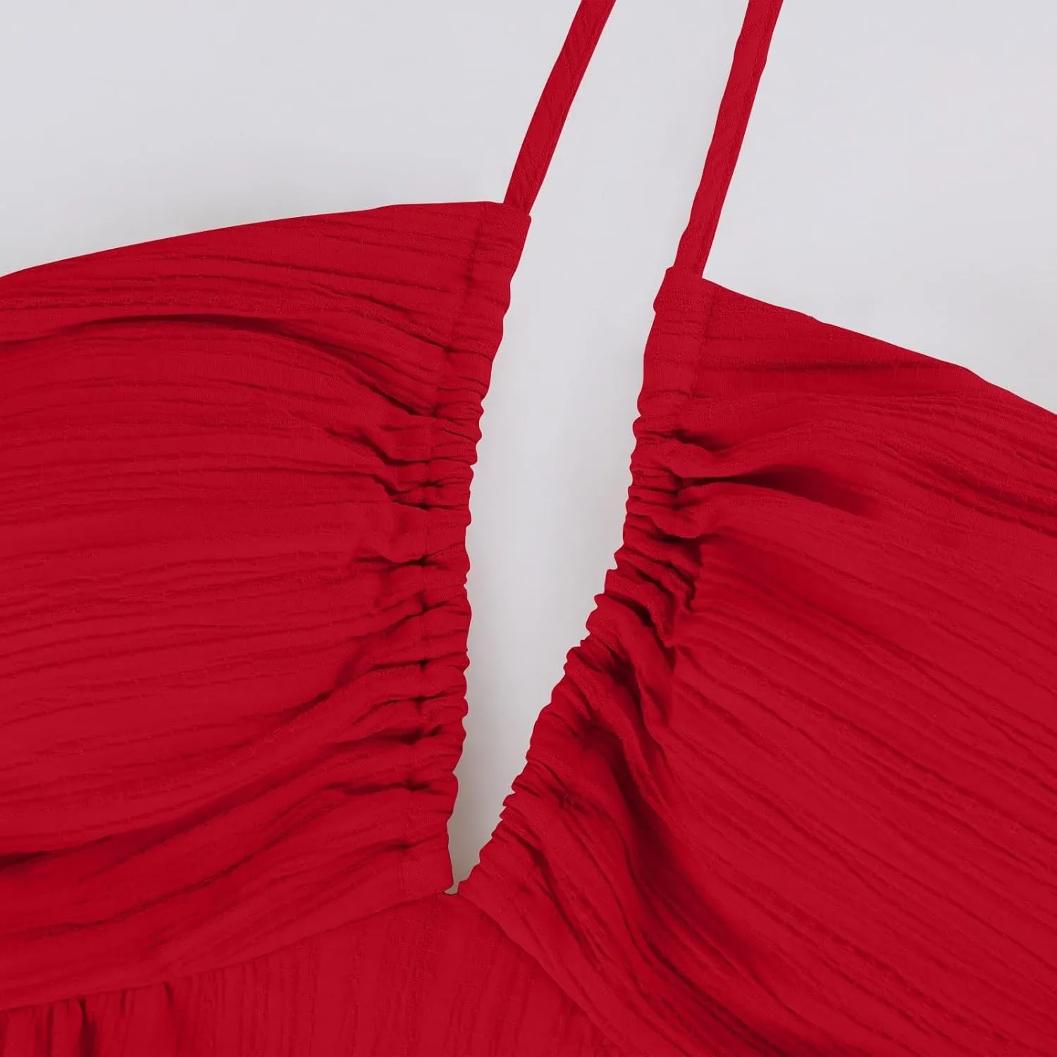 Halter Neck Dresses for Women 2025 Backless Deep V Neck Maxi Sundress a Line Empire Waist Spaghetti Strap Dress