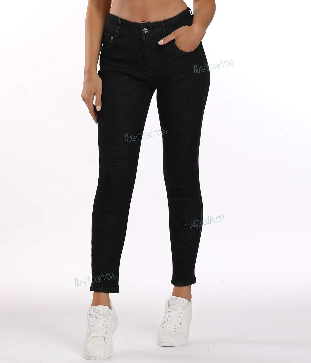 heipeiwa Womens Winter Jeans Fleece Lined High Waist Skinny Jeans Warm Denim Jeggings