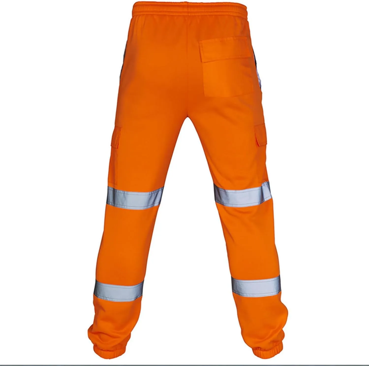 Hi Vis Safety Pants for Men Women Reflective High Visibility Pants Elastic Waist Work Cargo Pants with Pockets