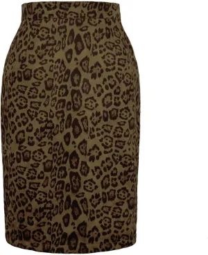 High Waisted Skirts for Women Trendy Leopard Print Slim Fit Knee Length Stretchy Workout Pencil Skirts Summer Clothes