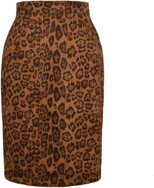 High Waisted Skirts for Women Trendy Leopard Print Slim Fit Knee Length Stretchy Workout Pencil Skirts Summer Clothes