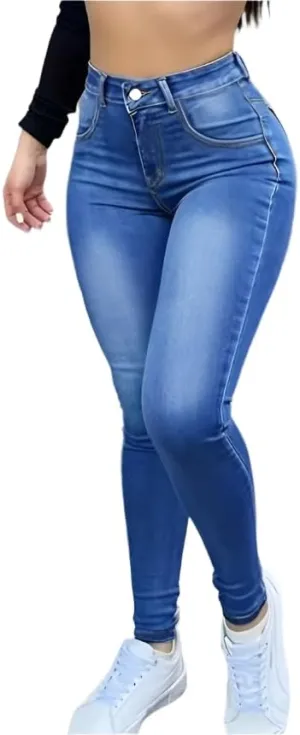 High-Waisted Stretch Denim Jeans for Women  Slim Fit, Comfortable Casual Pants, Functional Pockets in Black, Grey, Washes