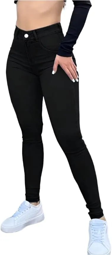 High-Waisted Stretch Denim Jeans for Women  Slim Fit, Comfortable Casual Pants, Functional Pockets in Black, Grey, Washes
