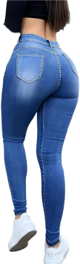 High-Waisted Stretch Denim Jeans for Women  Slim Fit, Comfortable Casual Pants, Functional Pockets in Black, Grey, Washes