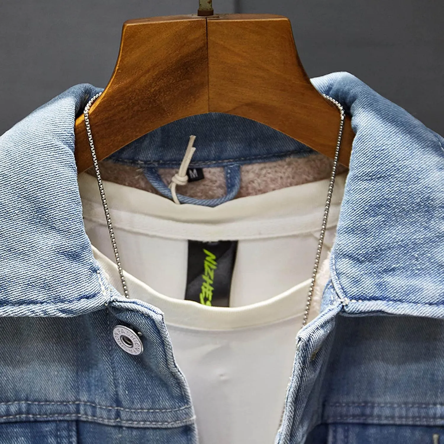 hlysgo Men's Sherpa Fleece Lined Denim Jacket Warm Winter Trucker Jacket Plus Size Thicken Button Down Cowboy Jean Jacket