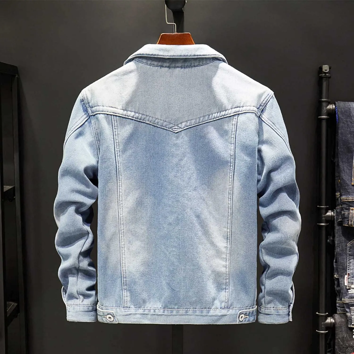 hlysgo Men's Sherpa Fleece Lined Denim Jacket Warm Winter Trucker Jacket Plus Size Thicken Button Down Cowboy Jean Jacket