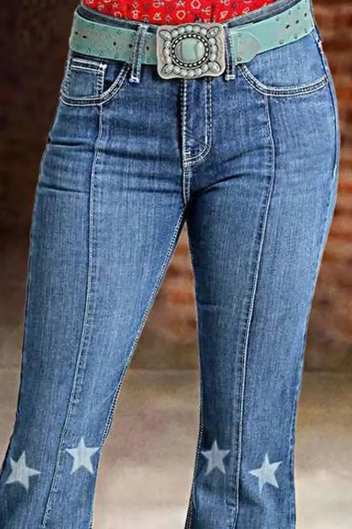Huang's Women's Trendy Boot Cut Stretch Flare Jeans Skinny Denim Trousers