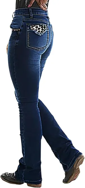 Huang's Women's Trendy Boot Cut Stretch Flare Jeans Skinny Denim Trousers