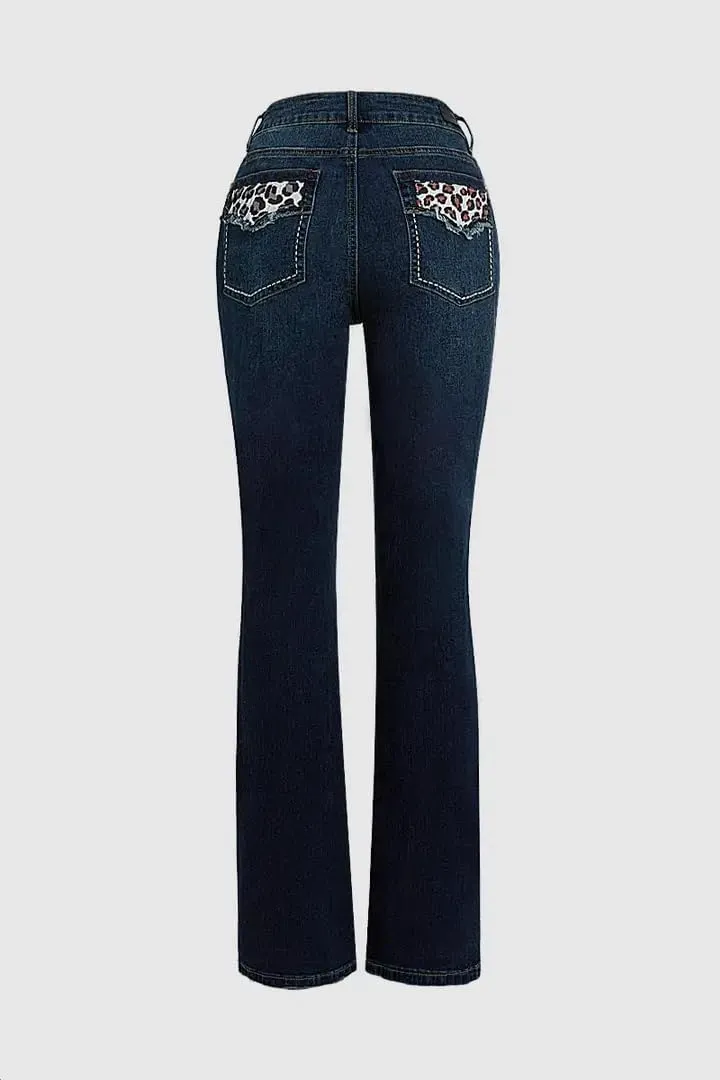 Huang's Women's Trendy Boot Cut Stretch Flare Jeans Skinny Denim Trousers