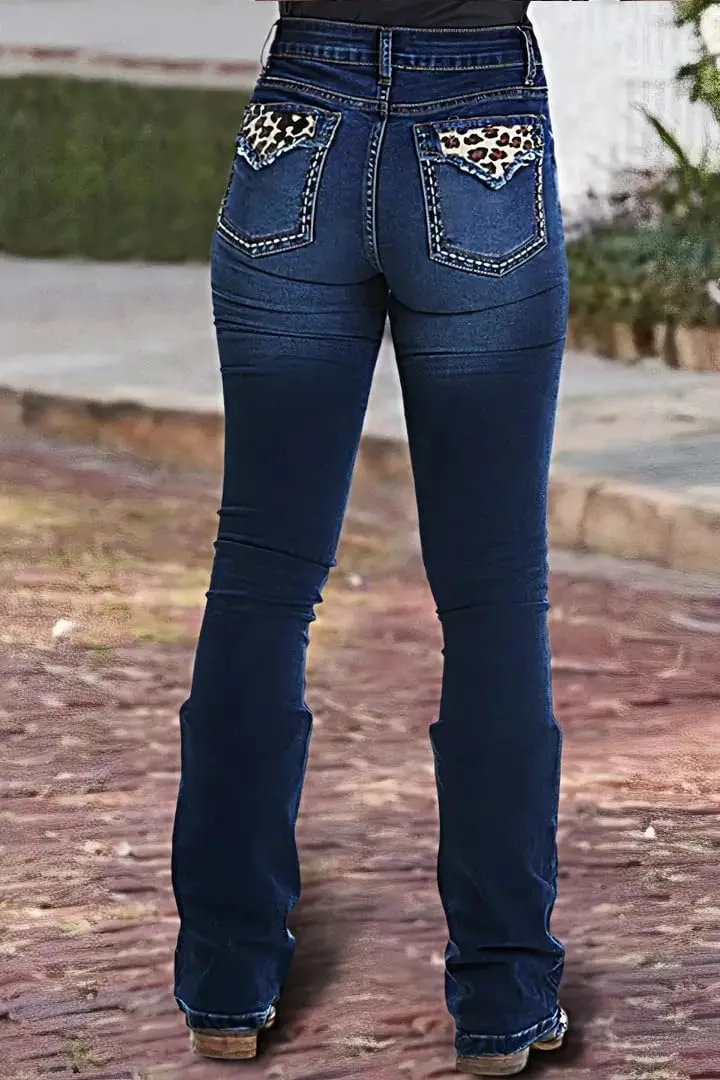 Huang's Women's Trendy Boot Cut Stretch Flare Jeans Skinny Denim Trousers