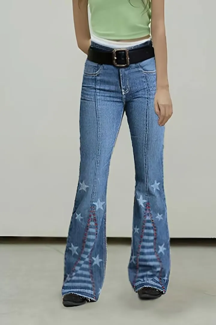 Huang's Women's Trendy Boot Cut Stretch Flare Jeans Skinny Denim Trousers