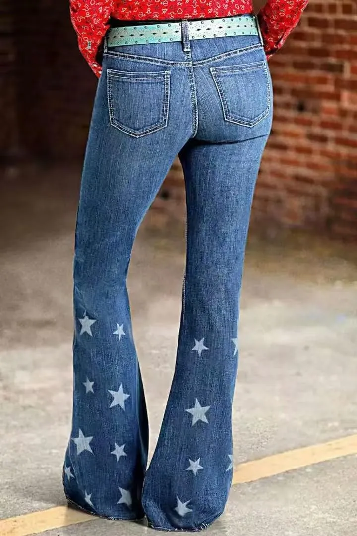 Huang's Women's Trendy Boot Cut Stretch Flare Jeans Skinny Denim Trousers