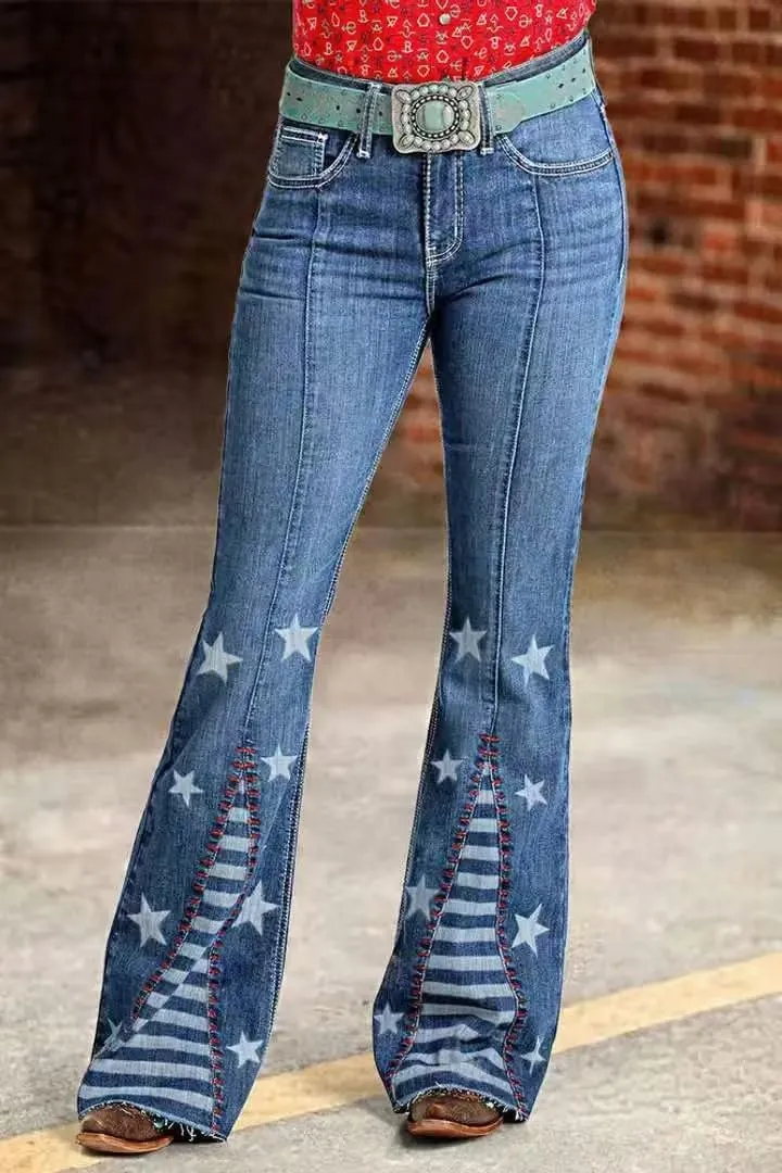 Huang's Women's Trendy Boot Cut Stretch Flare Jeans Skinny Denim Trousers