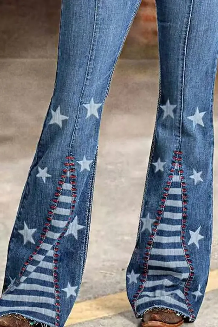Huang's Women's Trendy Boot Cut Stretch Flare Jeans Skinny Denim Trousers