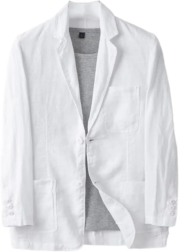 IDEALSANXUN Mens 100% Linen Blazer Casual Spring Summer Lightweight Suit Jackets Sports Coat