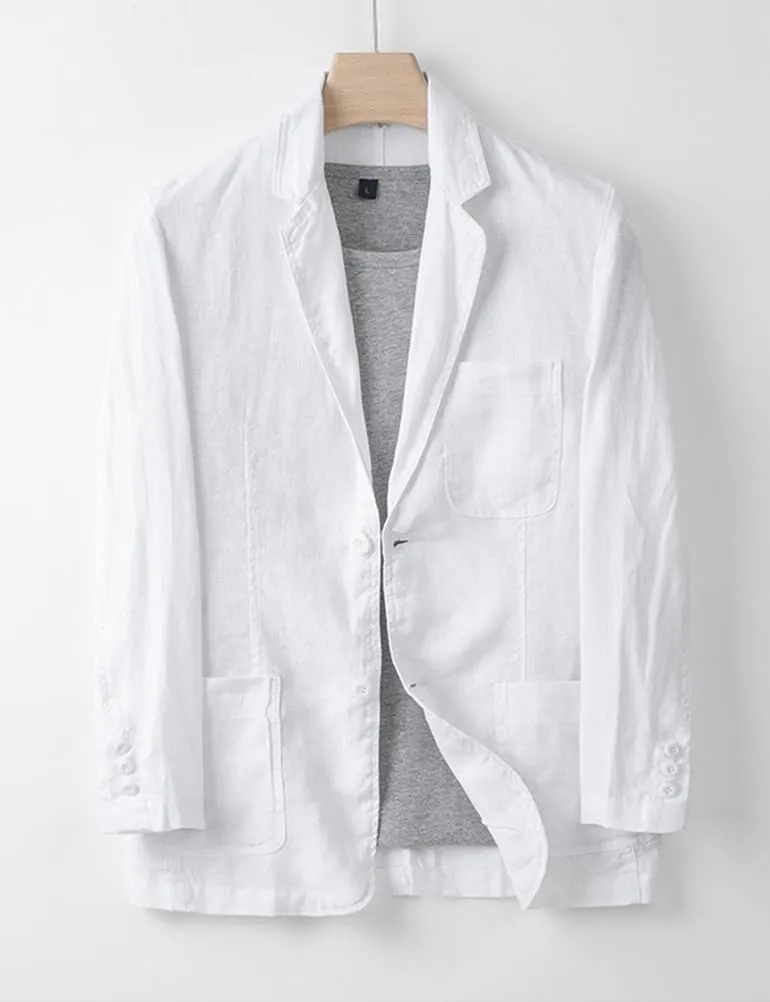 IDEALSANXUN Mens 100% Linen Blazer Casual Spring Summer Lightweight Suit Jackets Sports Coat