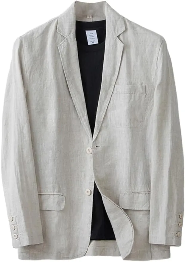 IDEALSANXUN Mens 100% Linen Blazer Casual Suit Jackets Spring Summer Lightweight Sports Coat Tops