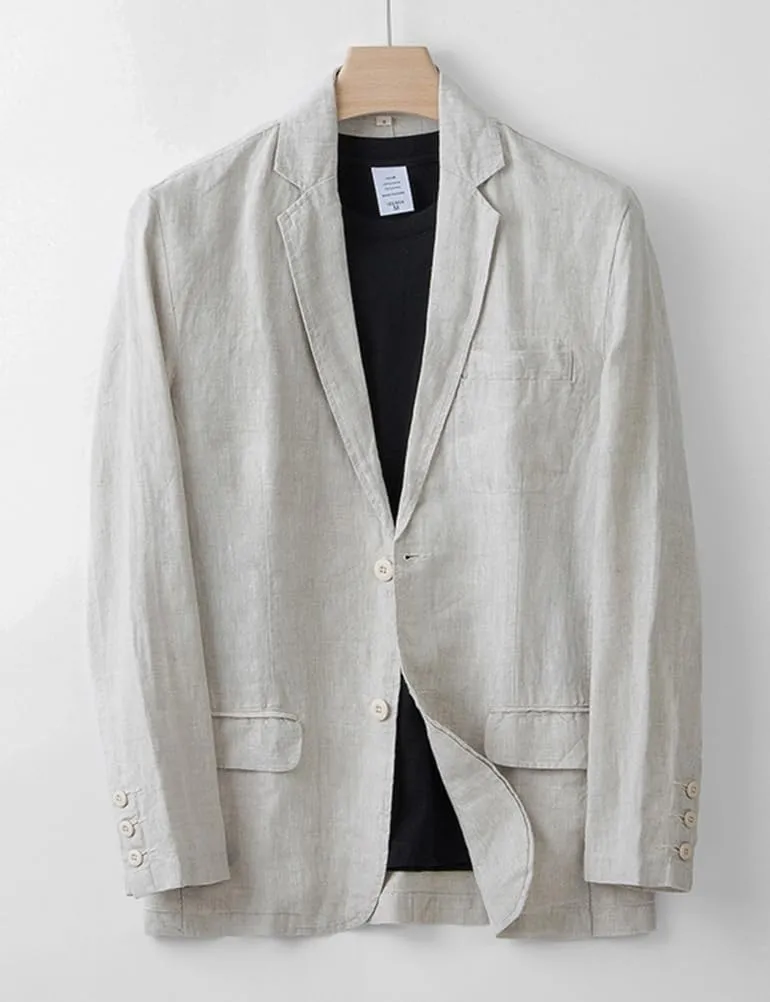 IDEALSANXUN Mens 100% Linen Blazer Casual Suit Jackets Spring Summer Lightweight Sports Coat Tops