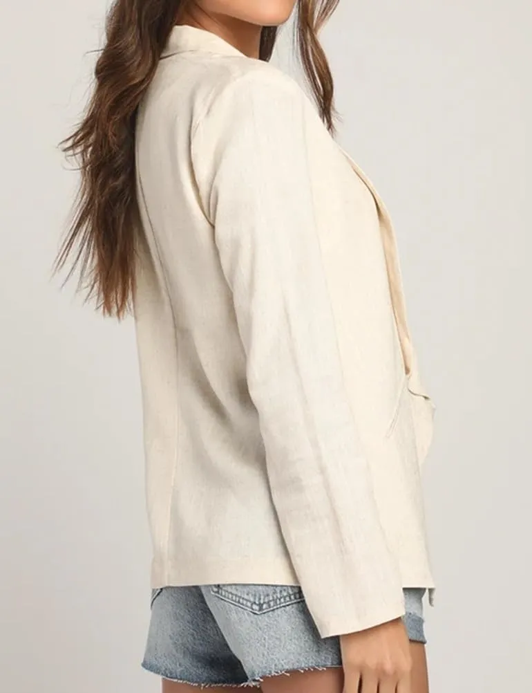 IDEALSANXUN Womens Linen Blazer 2025 Casual Open Front Lightweight Spring Summer Suit Jackets