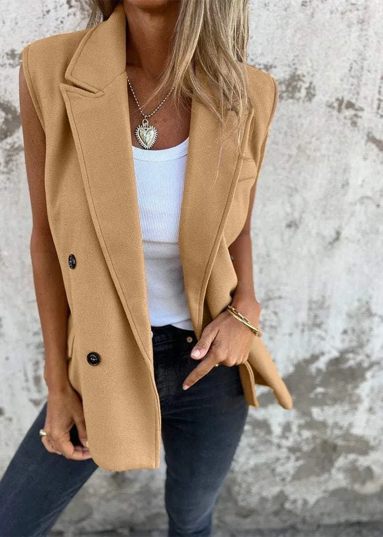 IDEALSANXUN Womens Long Vest Spring Fall Sleeveless Blazer Suit Jackets Trench Coat Tops